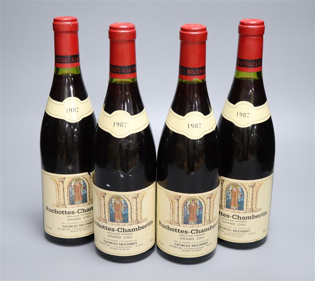 Four bottles of Ruchottes-Chambertin Grand Cru Georges Mugneret, 1987.